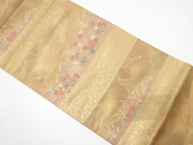 JAPANESE FUKURO OBI / WOVEN FLORAL PLANTS